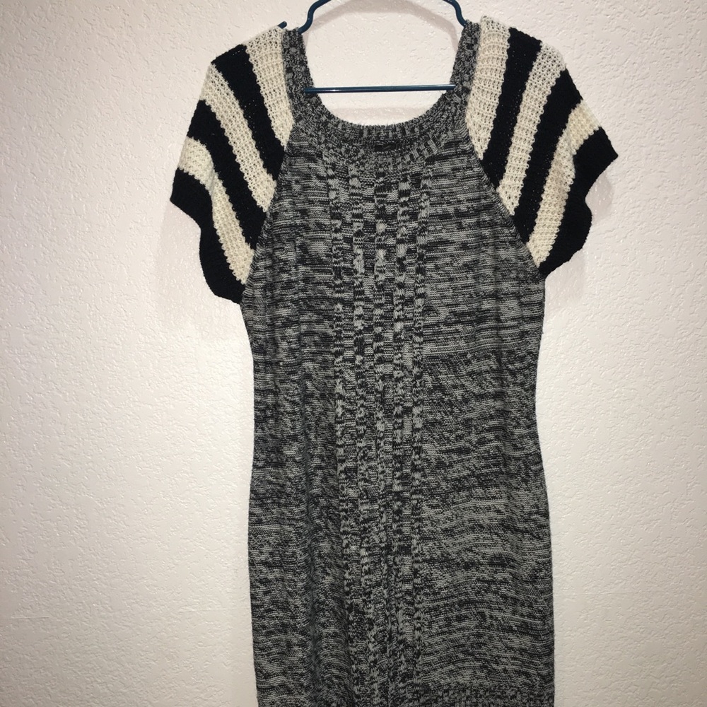 Grey black and white knit sweater dress